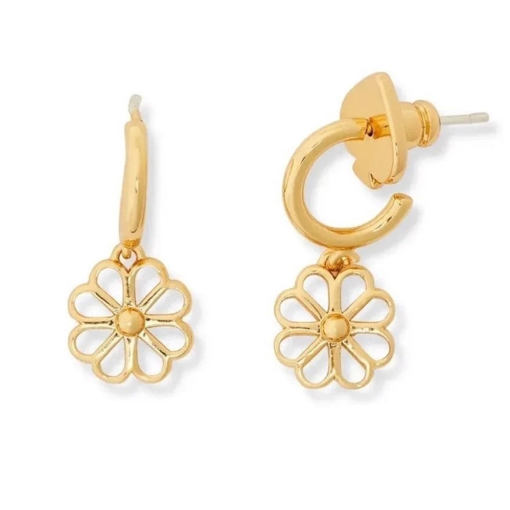 $58 Kate Spade Spade Floral charm huggies earrings